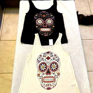 Bundle of 2 skull tank tops women sizes 6 & 8